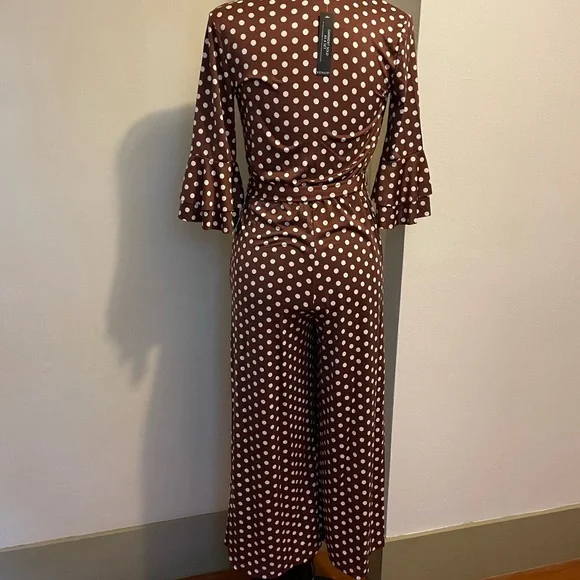 VENUS Black Polka Dot Wrap Jumpsuit XS - Picture 3 of 8
